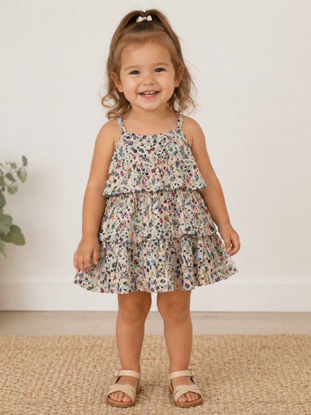 NEW Gap Baby 2 piece tiered Ruffled Floral Tank Dress with Diaper Cover Bloomers
